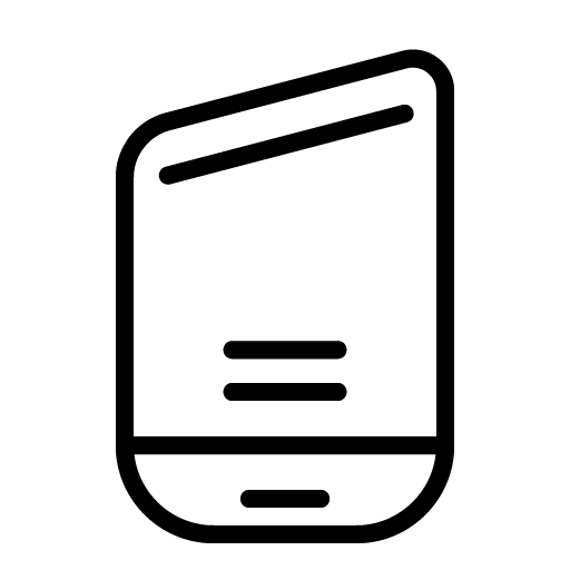 Minimalist black line art icon of a smartphone or tablet representing mobile remodeling management tools.