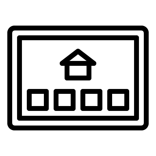 A digital tablet icon featuring a house and menu buttons for managing home remodeling projects.